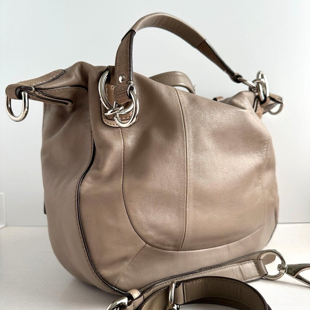 Coach Kristin Beige Leather Shoulder Bag - Picture 2 of 16